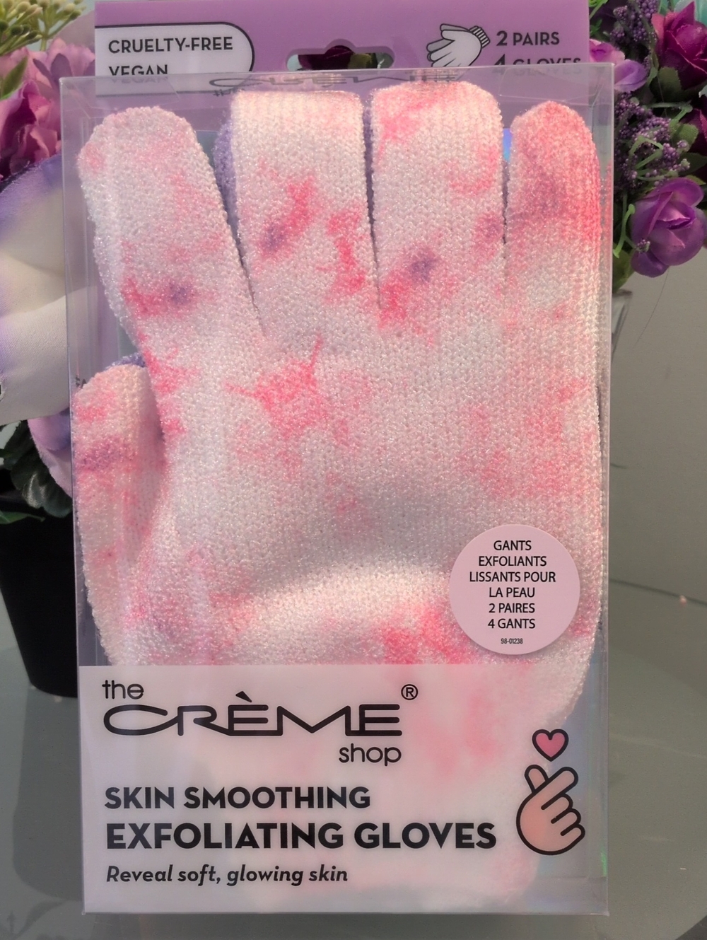 The Crème Shop Pink Skin Smoothing Exfoliating Gloves